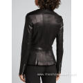 OEM Service Women Slim Zipper PU Leather Jacket